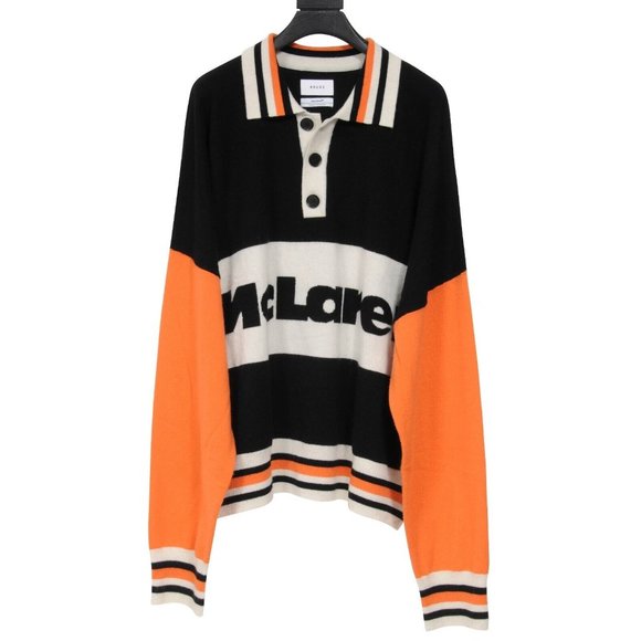 Rhude Other - Rhude Men McLaren Polo Sweater Shirt XXL Black Orange Color Block Wool Cashmere